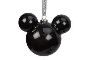 Kerstbal: Mickey Mouse - Icon Black Glitter