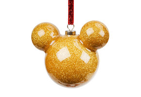 Kerstbal: Mickey Mouse - Icon Geel Glitter