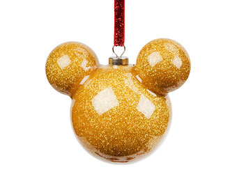 Kerstbal: Mickey Mouse - Icon Geel Glitter