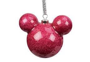 Kerstbal: Mickey Mouse - Icon Roze Glitter