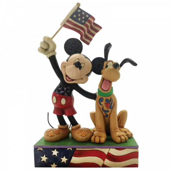 Figurine: Mickey & Pluto Patriotic - A Banner day