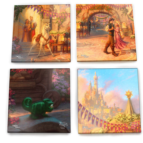 4 Glazen Onderzetters: Rapunzel