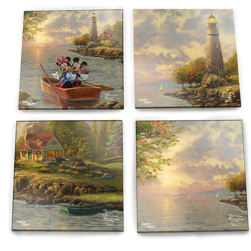 4 Glazen onderzetters: Mickey & Minnie Mouse - Lighthouse