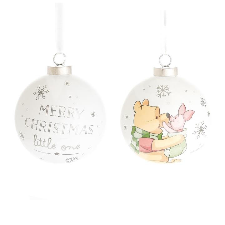 Kerstbal Keramiek: Winnie the Pooh & Piglet - Merry Christmas