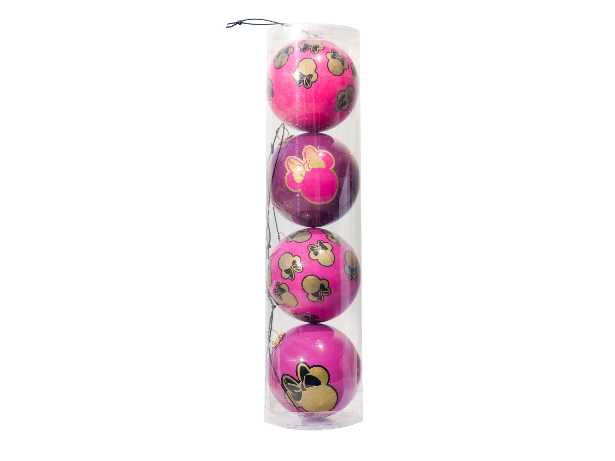4 Kerstballen: Minnie Mouse - Rose