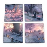 4 Glazen onderzetters: 101 Dalmatiers - Winter