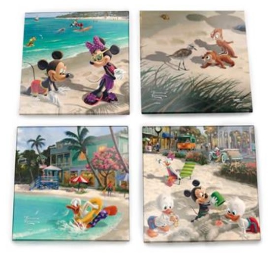 4 Glazen onderzetters: Mickey & Minnie Mouse - in Florida