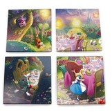 4 Glazen onderzetters: Mad Hatter's Tea Party