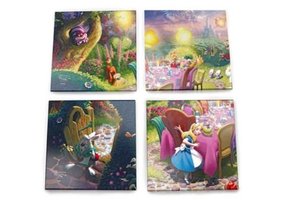 4 Glazen onderzetters: Mad Hatter's Tea Party