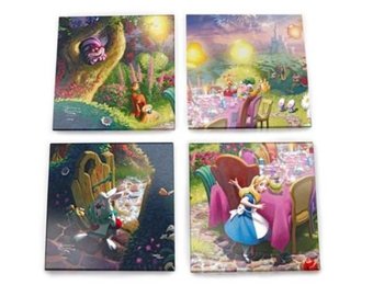 4 Glazen onderzetters: Mad Hatter's Tea Party