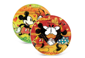 Pizzaborden: Set van 2 groene en rode Mickey en Minnie