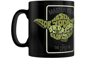 Beker: Star Wars - Clone Wars Yoda Calligram - zwart