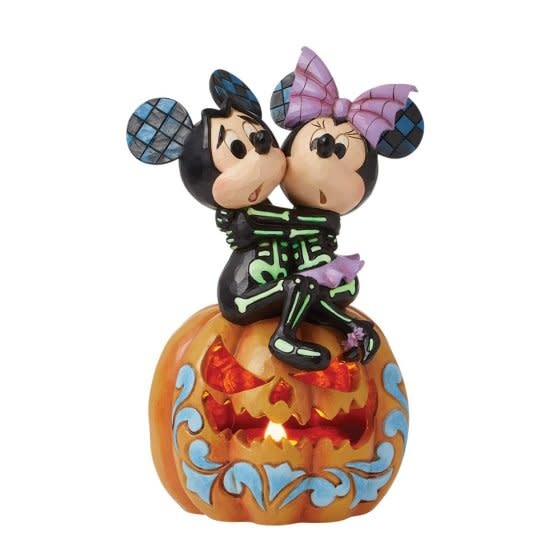 Figurine: Mickey & Minnie - Spine-tingling Sweethearts - LED Pumpkin)
