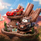 Figurine: Cars Deluxe - Art Scale Statue 1/10 Lightning Mcqueen & Tow Mater 31 cm