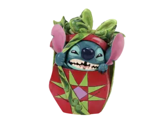Figurine: Stitch - Holiday Mischief (Tearing Christmas Present) NEW