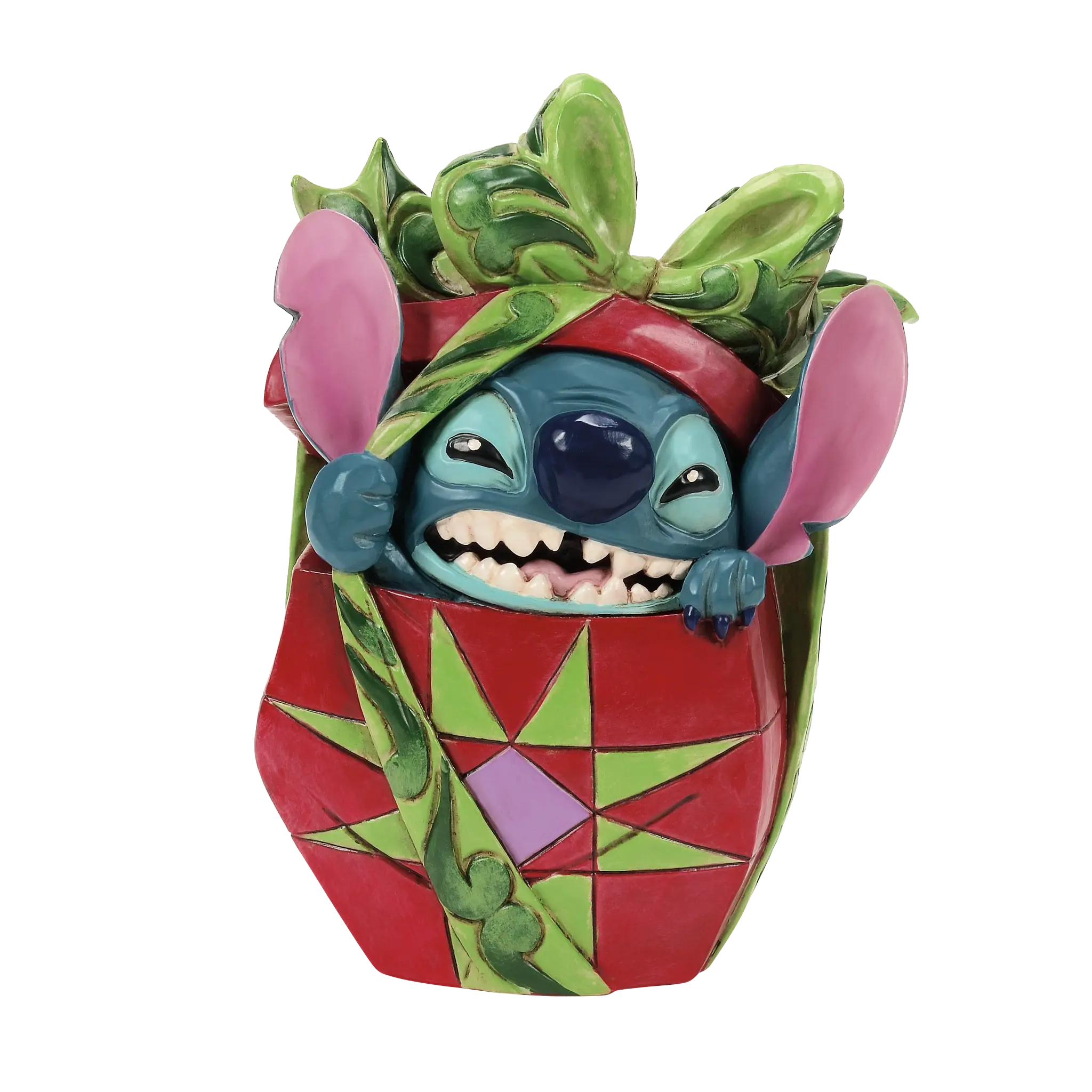 Figurine: Stitch - Holiday Mischief (Tearing Christmas Present) NEW