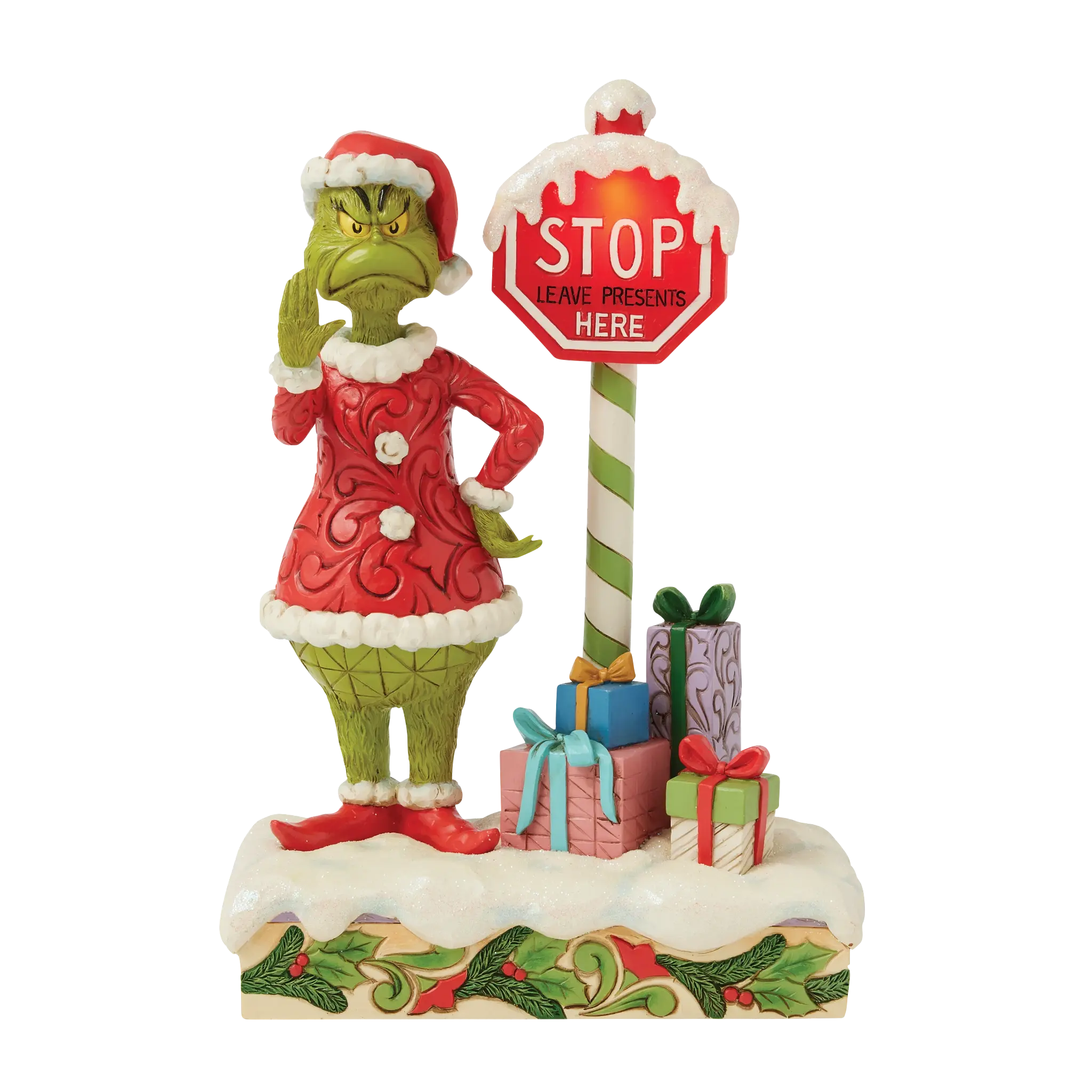 The Grinch with Flashing Stop Sign Figurine