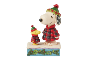 Figurine: Snoopy & Woodstock - in Plaid Puffer Jackets (Cozy Companies)