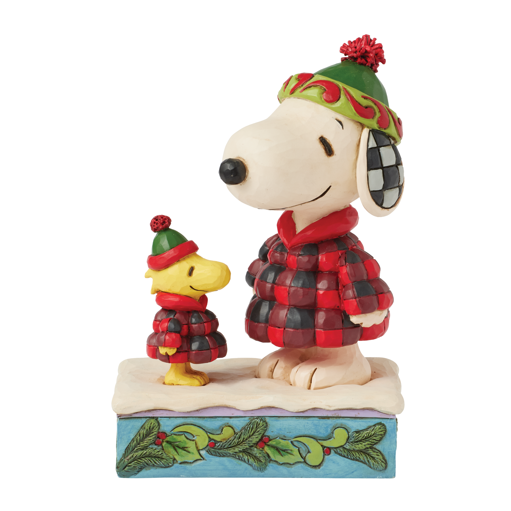 Figurine: Snoopy & Woodstock - in Plaid Puffer Jackets (Cozy Companies)