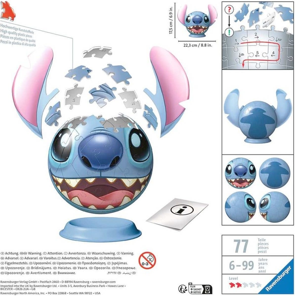 Ravensburger Puzzel 72 stukjes 3D: Stitch - met oren