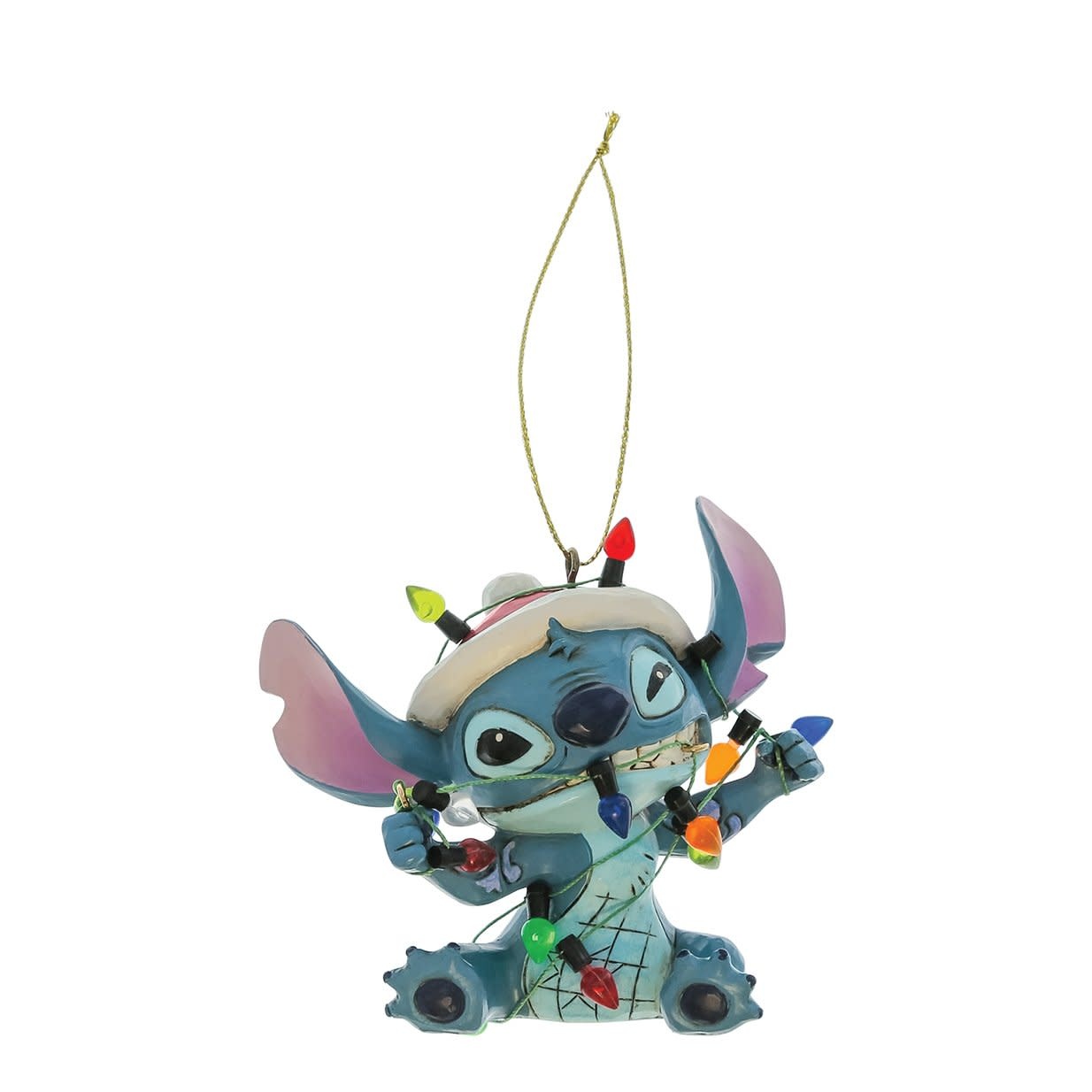 Ornament: Stitch Wrapped in Christmas Lights Hanging Ornament
