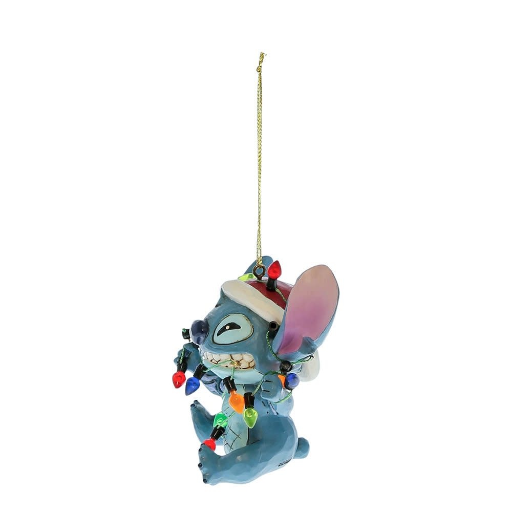 Ornament: Stitch Wrapped in Christmas Lights Hanging Ornament