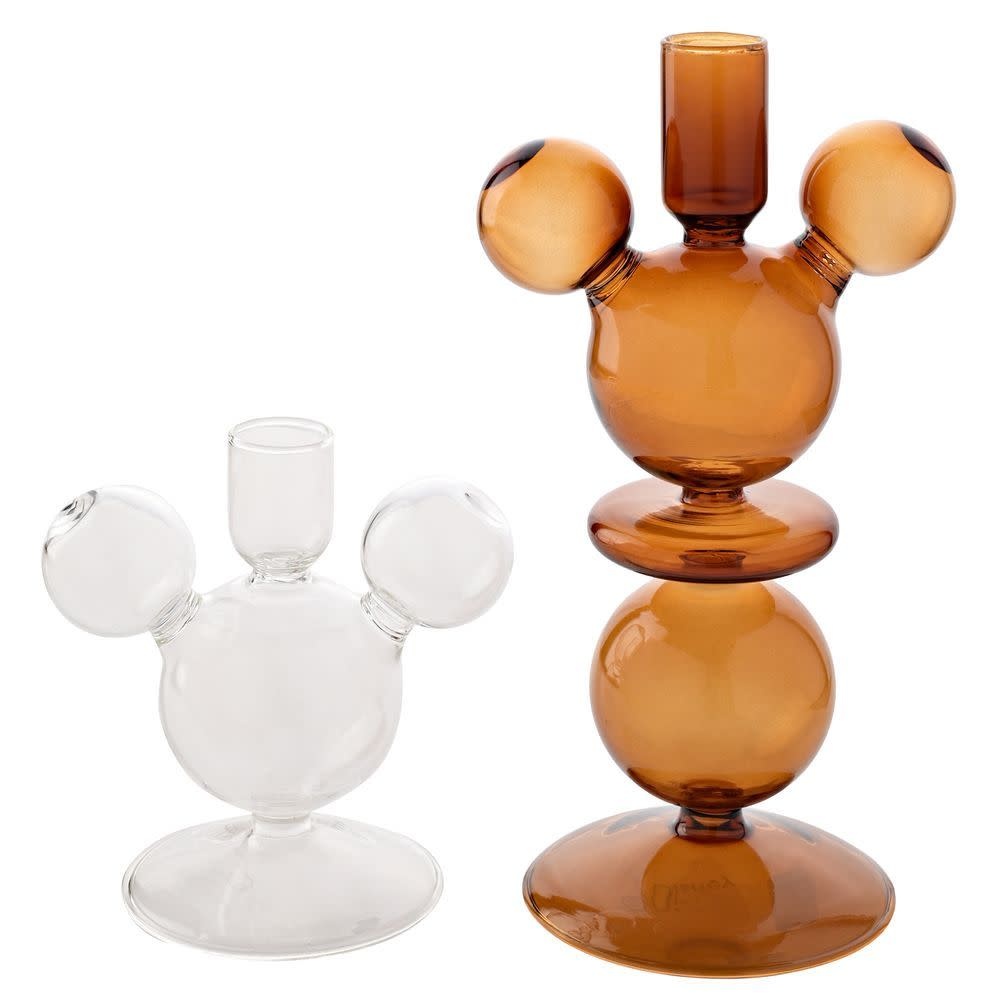 2 Kaarsenhouders: Mickey-vormige glas