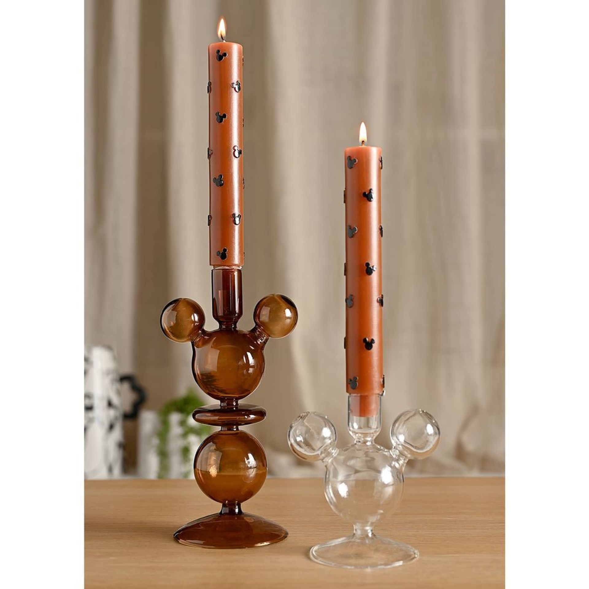 2 Kaarsenhouders: Mickey-vormige glas