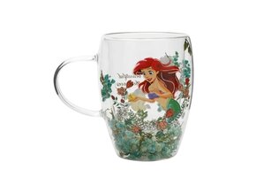 Theeglas: Ariel - Disney Pastel Princess Floral Decorative Glass Mug