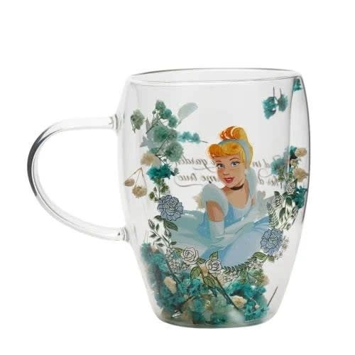 Theeglas: Cinderella - Disney Pastel Princess Floral Decorative Glass Mug