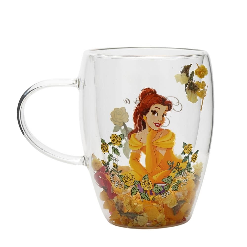 Theeglas: Belle - Disney Pastel Princess Floral Decorative Glass Mug