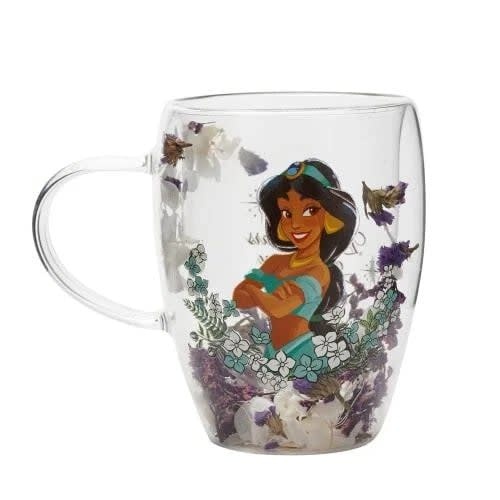 Theeglas: Jasmine - Disney Pastel Princess Floral Decorative Glass Mug