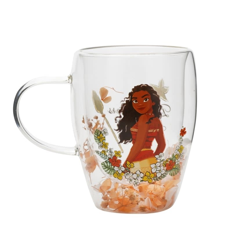 Theeglas: Moana - Disney Pastel Princess Floral Decorative Glass Mug