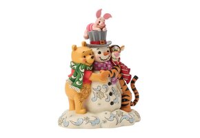 Figurine: A Chilly Creation - (Pooh and Friends Hugging Snowman) by Disn