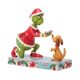 Figurine: The Grinch Giving Max a Bone - The Grinch by Jim Shore
