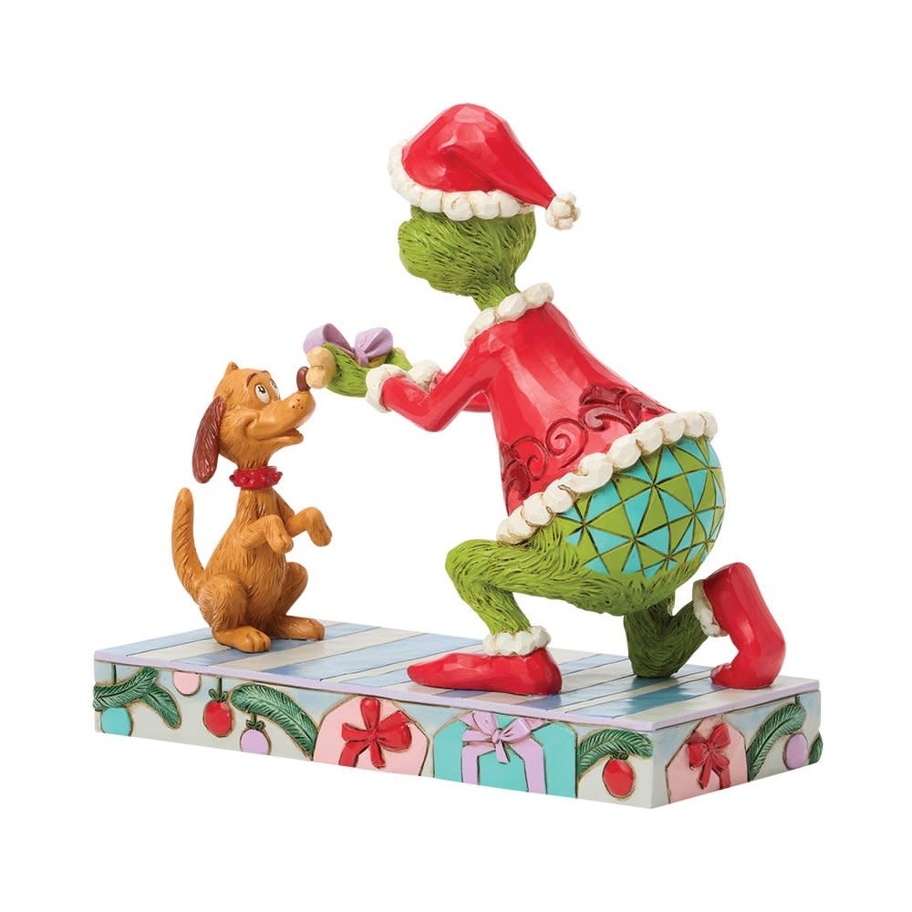 Figurine: The Grinch Giving Max a Bone - The Grinch by Jim Shore