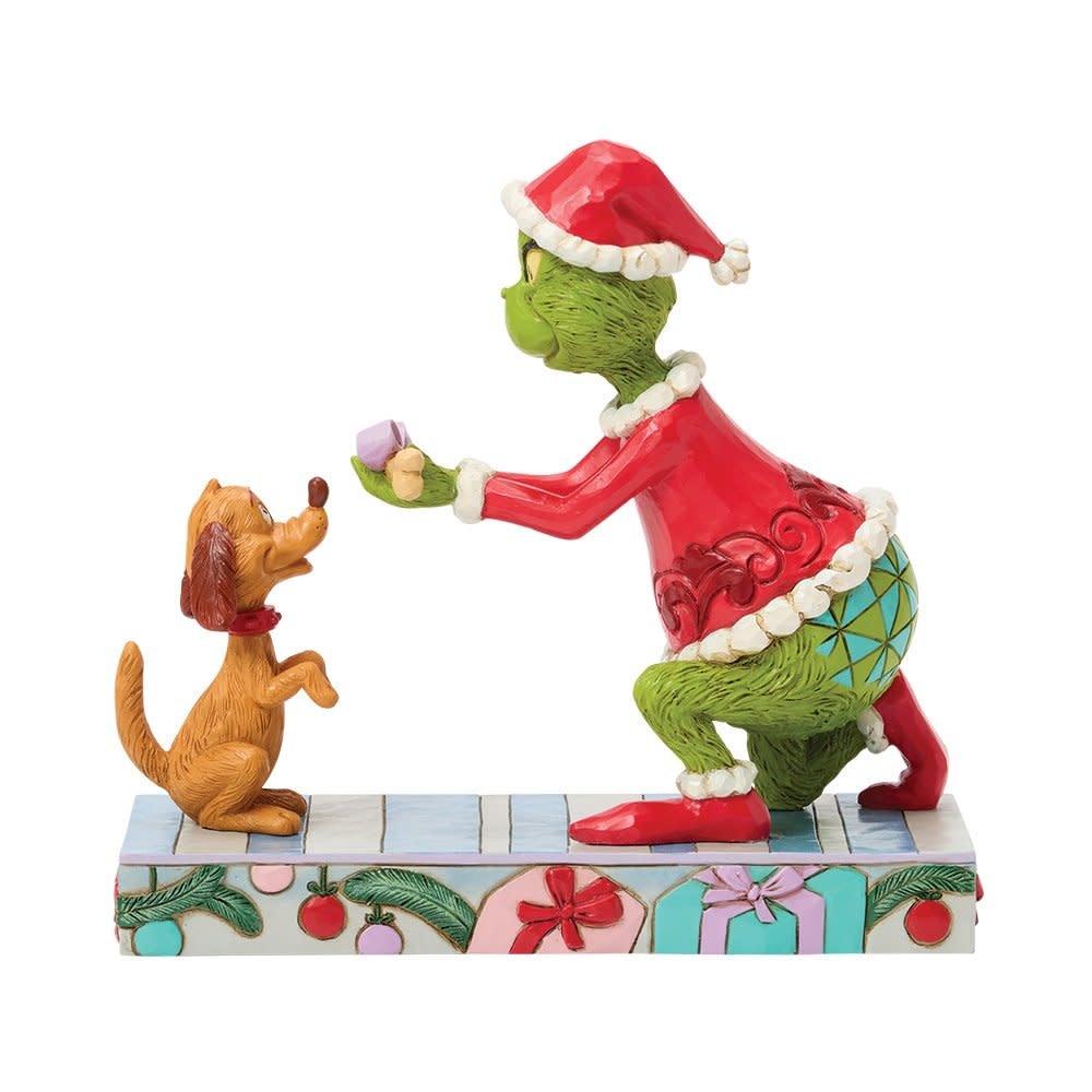 Figurine: The Grinch Giving Max a Bone - The Grinch by Jim Shore