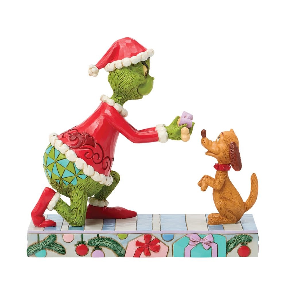 Figurine: The Grinch Giving Max a Bone - The Grinch by Jim Shore