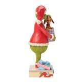 Figurine: The Grinch Holding Gift with Max Popping Out