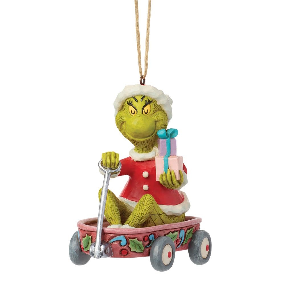 Hanging Ornament: The Grinch - in Wagon