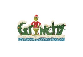 Figurine: The Grinch with 'Grinchy' Sign