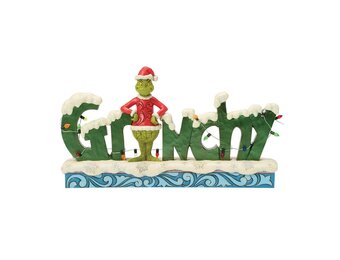 Figurine: The Grinch with 'Grinchy' Sign