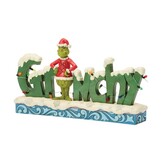 Figurine: The Grinch with 'Grinchy' Sign