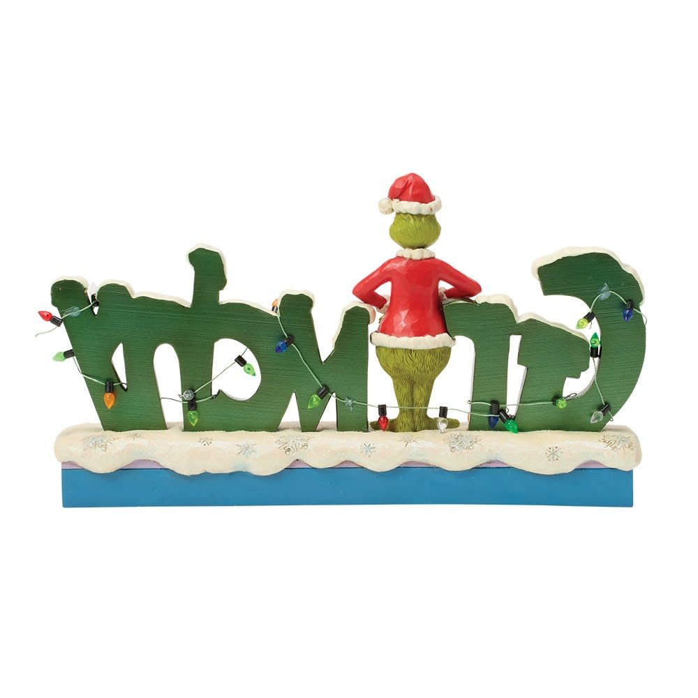 Figurine: The Grinch with 'Grinchy' Sign