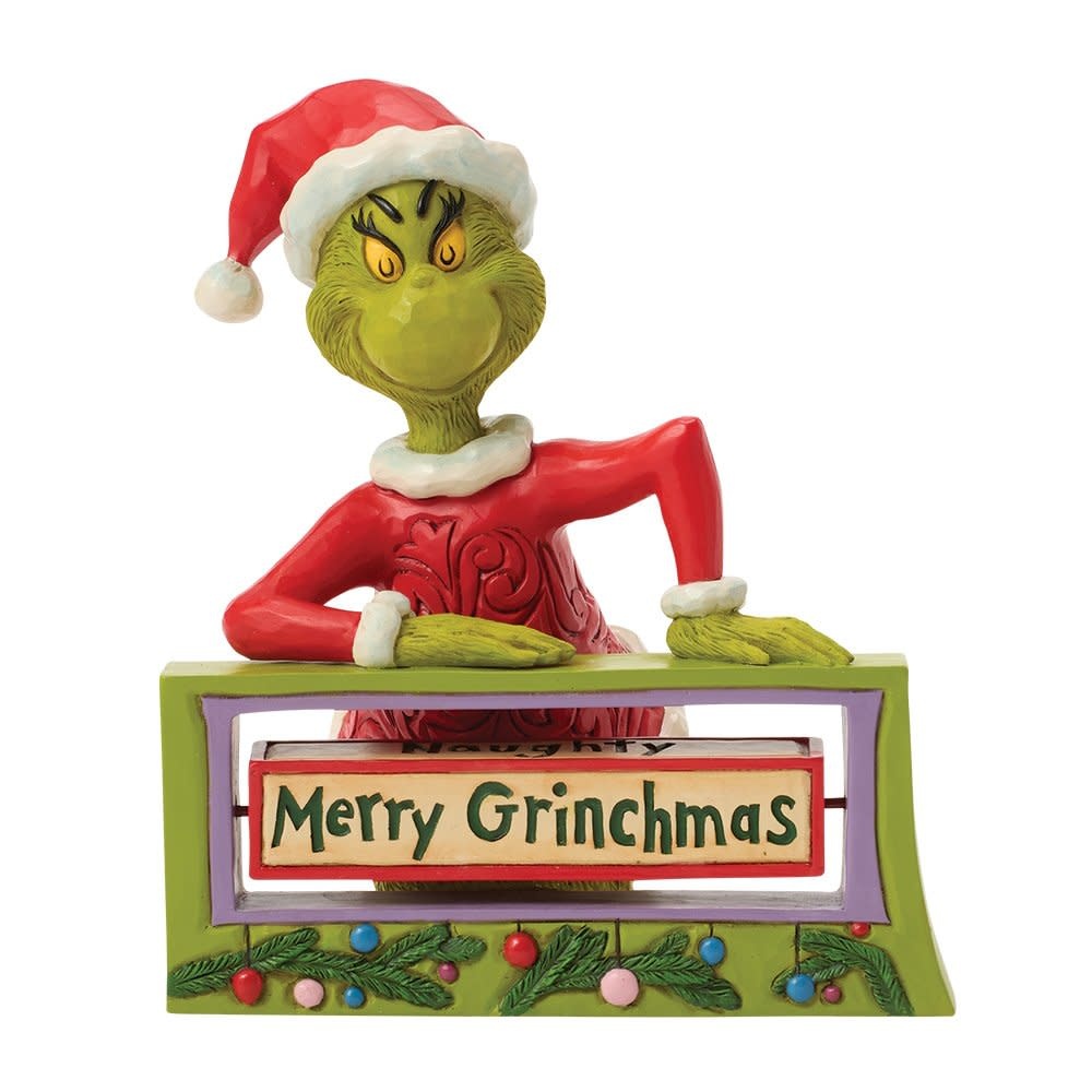 Figurine: The Grinch with Rotating Sign