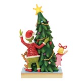Figurine: The Grinch, Max and Cindy-Lou Peeking Out From Tree