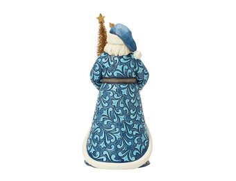 Figurine: Blue & Gold Santa With Gold Sisal Tree