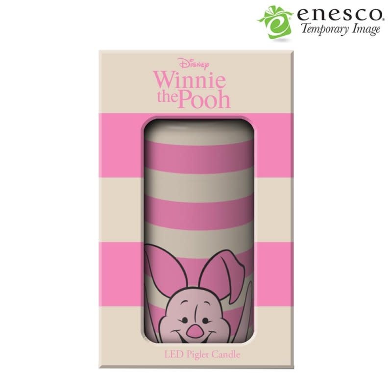 Kaars: Piglet-White and Pink Striped LED Candle