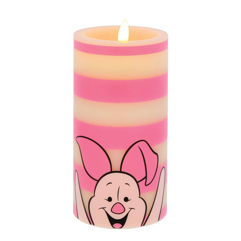 Kaars: Piglet-White and Pink Striped LED Candle