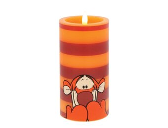 Kaars: Tigger- Red and Orange Striped LED Candle